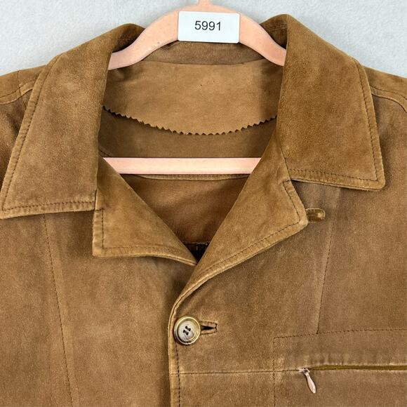 Del Mare 1911 Men's Size 48 Brown Long 100% Leather Coat Made in Italy - Picture 3 of 15